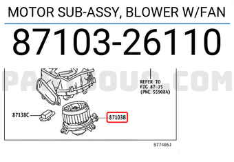Toyota 8710326110 MOTOR SUB-ASSY, BLOWER W/FAN
