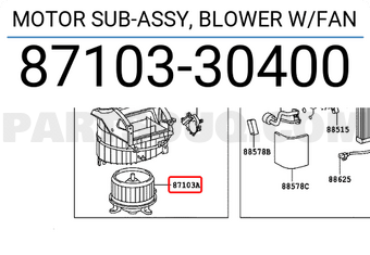 Toyota 8710330400 MOTOR SUB-ASSY, BLOWER W/FAN