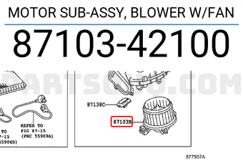 Toyota 8710342100 MOTOR SUB-ASSY, BLOWER W/FAN