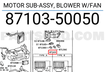 Toyota 8710350050 MOTOR SUB-ASSY, BLOWER W/FAN