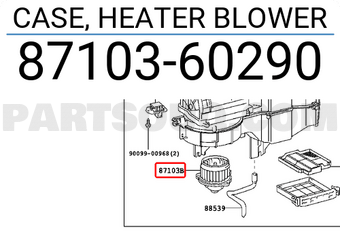 Toyota 8710360290 CASE, HEATER BLOWER