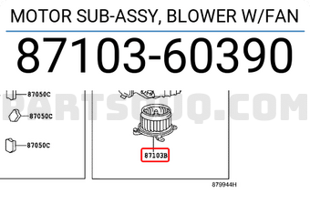 Toyota 8710360390 MOTOR SUB-ASSY, BLOWER W/FAN