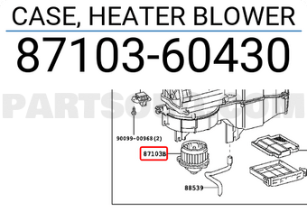 Toyota 8710360430 CASE, HEATER BLOWER