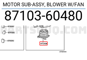 Toyota 8710360480 MOTOR SUB-ASSY, BLOWER W/FAN