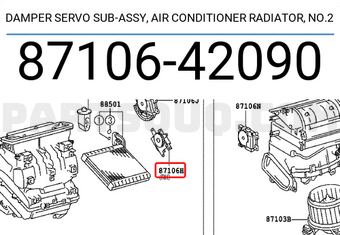 Toyota 8710642090 DAMPER SERVO SUB-ASSY, AIR CONDITIONER RADIATOR, NO.2