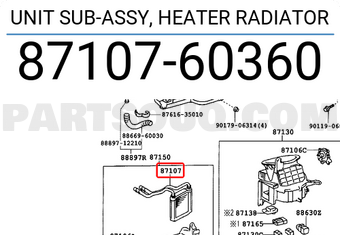 Toyota 8710760360 UNIT SUB-ASSY, HEATER RADIATOR
