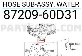 Toyota 8720960D31 HOSE SUB-ASSY, WATER