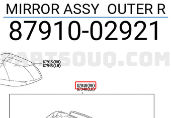 Toyota 8791002921 MIRROR ASSY OUTER R