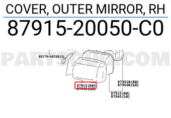 Toyota 8791520050C0 COVER, OUTER MIRROR, RH