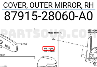 Toyota 8791528060A0 COVER, OUTER MIRROR, RH