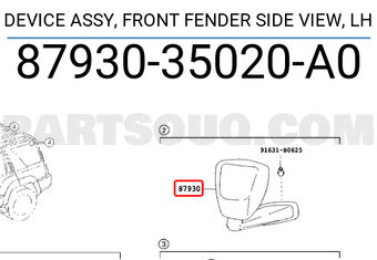 Toyota 8793035020A0 DEVICE ASSY, FRONT FENDER SIDE VIEW, LH