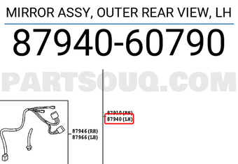 Toyota 8794060790 MIRROR ASSY, OUTER REAR VIEW, LH