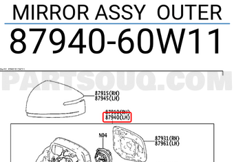 Toyota 8794060W11 MIRROR ASSY OUTER