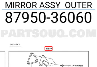 Toyota 8795036060 MIRROR ASSY OUTER