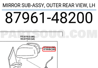 Toyota 8796148200 MIRROR SUB-ASSY, OUTER REAR VIEW, LH