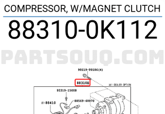 Toyota 883100K112 COMPRESSOR, W/MAGNET CLUTCH