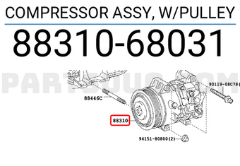 Toyota 8831068031 COMPRESSOR ASSY, W/PULLEY