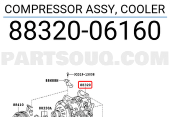 Toyota 8832006160 COMPRESSOR ASSY, COOLER