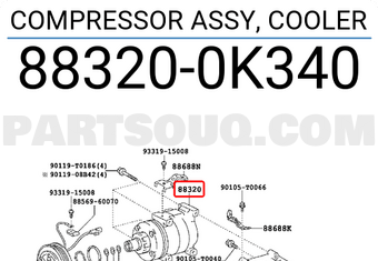 Toyota 883200K340 COMPRESSOR ASSY, COOLER