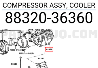 Toyota 8832036360 COMPRESSOR ASSY, COOLER