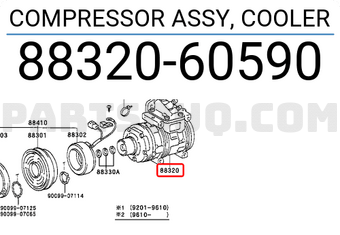 Toyota 8832060590 COMPRESSOR ASSY, COOLER