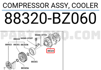 Toyota 88320BZ060 COMPRESSOR ASSY, COOLER