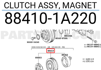 Toyota 884101A220 CLUTCH ASSY, MAGNET