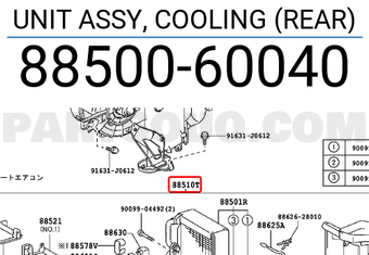 Toyota 8850060040 UNIT ASSY, COOLING (REAR)