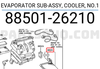 Toyota 8850126210 EVAPORATOR SUB-ASSY, COOLER, NO.1