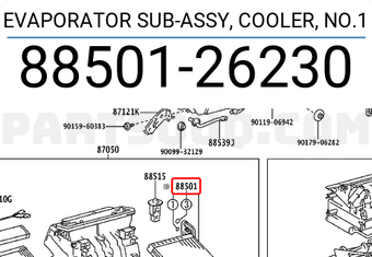Toyota 8850126230 EVAPORATOR SUB-ASSY, COOLER, NO.1