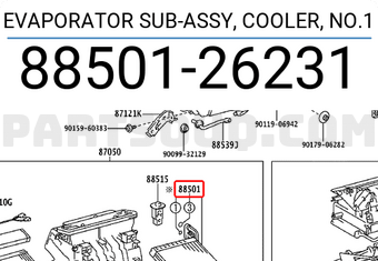 Toyota 8850126231 EVAPORATOR SUB-ASSY, COOLER, NO.1
