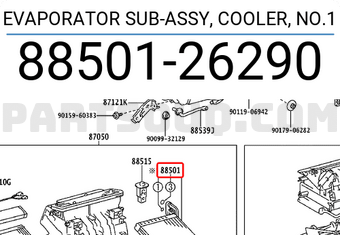 Toyota 8850126290 EVAPORATOR SUB-ASSY, COOLER, NO.1