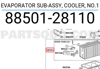 Toyota 8850128110 EVAPORATOR SUB-ASSY, COOLER, NO.1