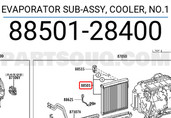 Toyota 8850128400 EVAPORATOR SUB-ASSY, COOLER, NO.1