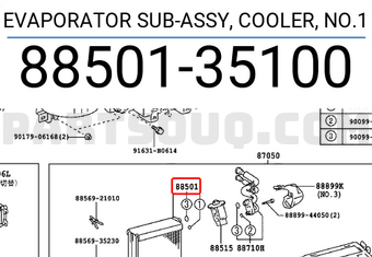 Toyota 8850135100 EVAPORATOR SUB-ASSY, COOLER, NO.1
