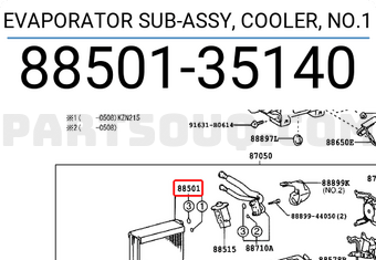 Toyota 8850135140 EVAPORATOR SUB-ASSY, COOLER, NO.1