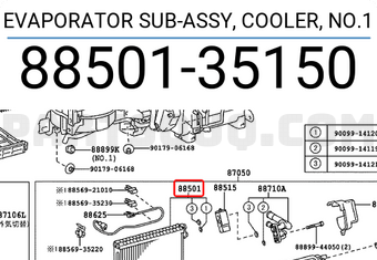 Toyota 8850135150 EVAPORATOR SUB-ASSY, COOLER, NO.1