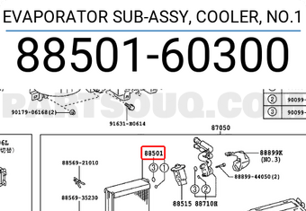 Toyota 8850160300 EVAPORATOR SUB-ASSY, COOLER, NO.1