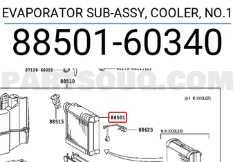 Toyota 8850160340 EVAPORATOR SUB-ASSY, COOLER, NO.1