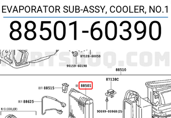 Toyota 8850160390 EVAPORATOR SUB-ASSY, COOLER, NO.1