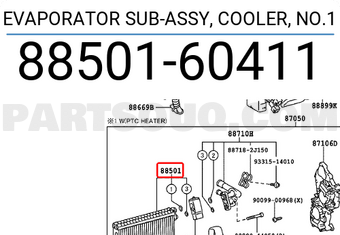 Toyota 8850160411 EVAPORATOR SUB-ASSY, COOLER, NO.1