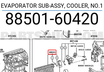 Toyota 8850160420 EVAPORATOR SUB-ASSY, COOLER, NO.1