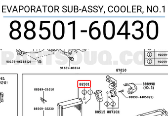 Toyota 8850160430 EVAPORATOR SUB-ASSY, COOLER, NO.1