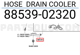 Toyota 8853902320 HOSE DRAIN COOLER