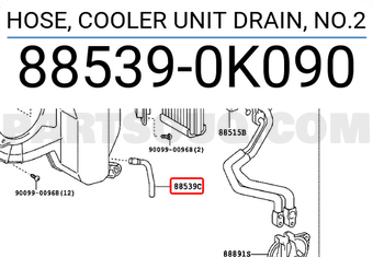 Toyota 885390K090 HOSE, COOLER UNIT DRAIN, NO.2