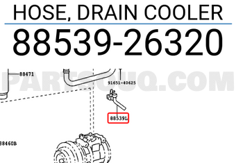 Toyota 8853926320 HOSE, DRAIN COOLER