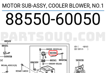 Toyota 8855060050 MOTOR SUB-ASSY, COOLER BLOWER, NO.1