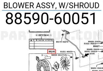 Toyota 8859060051 BLOWER ASSY, W/SHROUD