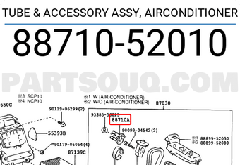 Toyota 8871052010 TUBE & ACCESSORY ASSY, AIRCONDITIONER