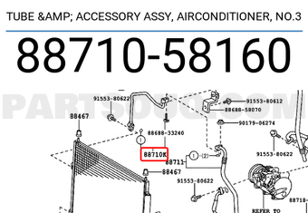 Toyota 8871058160 TUBE & ACCESSORY ASSY, AIRCONDITIONER, NO.3